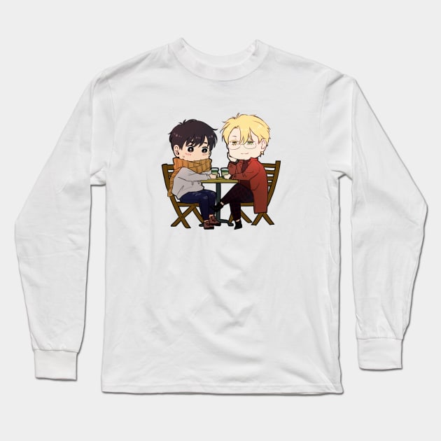 Banana Fish - Chibi Ash and Eiji at the Cafe Long Sleeve T-Shirt by MykaAndSalmon